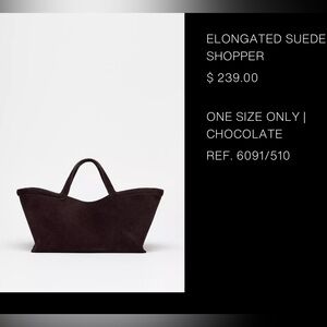 Zara collection Elegant Chocolate Suede Shopper Bag